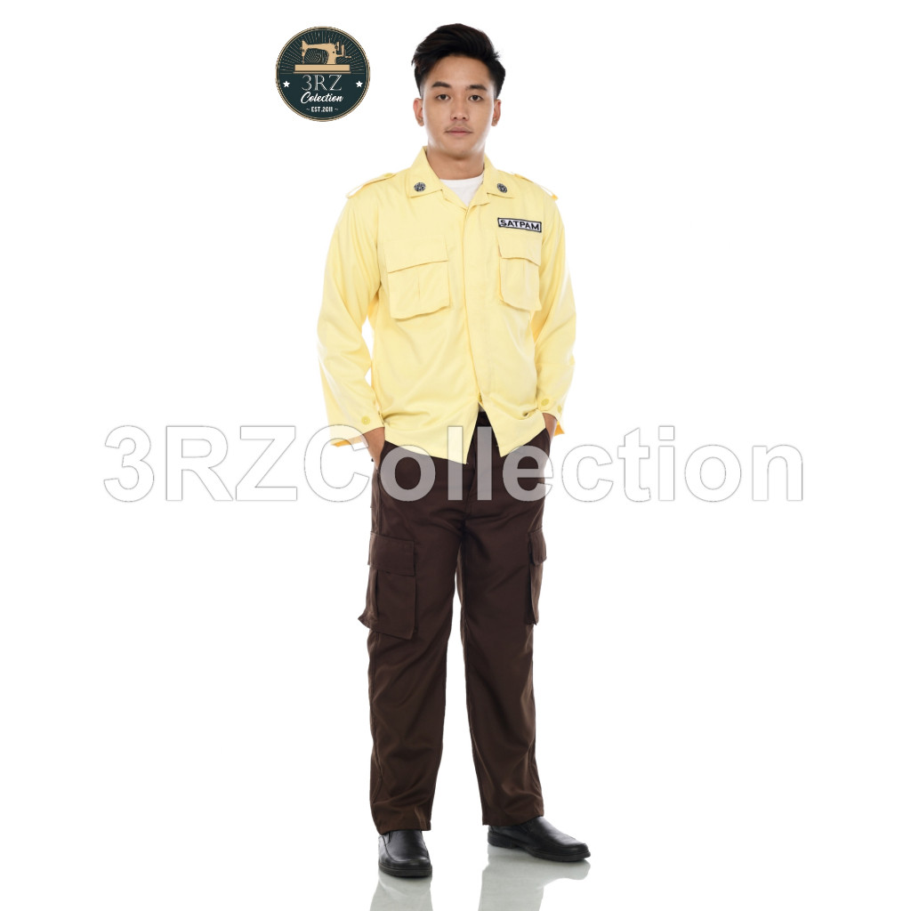 Setelan Pdl Satpam Pdl Hitam Krem  Baju Seragam Security Cream  Pdl Coklat Krem Satpam Terbaru