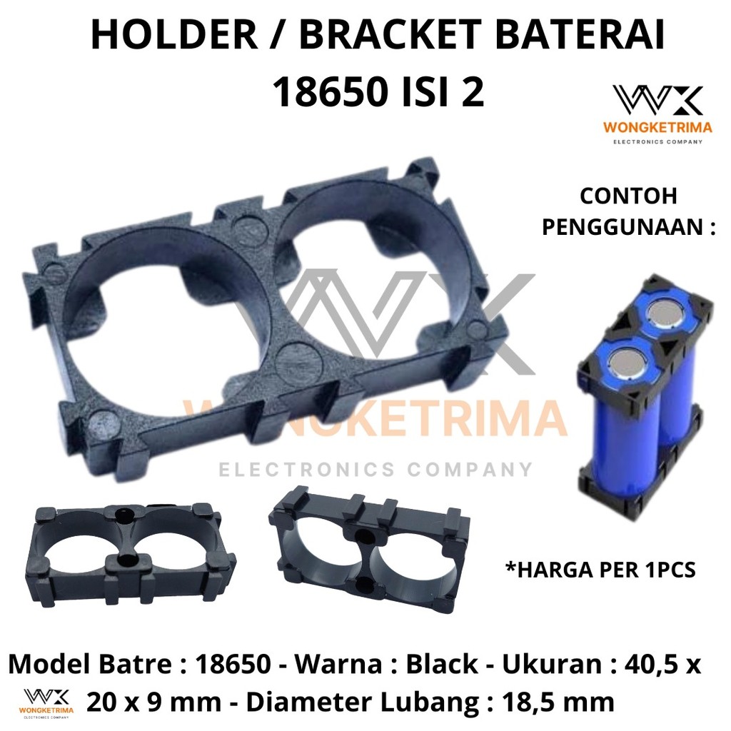 BRACKET HOLDER BATERAI 18650 2X1 Holder Bracket 2 Sambungan Batre/Baterai 18650