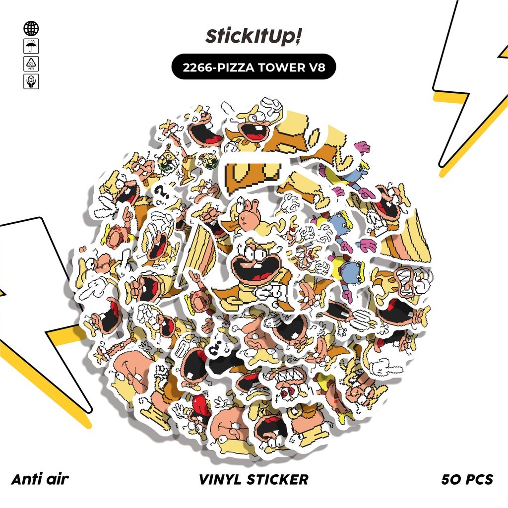 

COD✨ 50 Pcs Stiker PIZZA TOWER V8 Lucu Anti Air Untuk Dekorasi Notebook Sepeda Skateboard Handphone DIY
