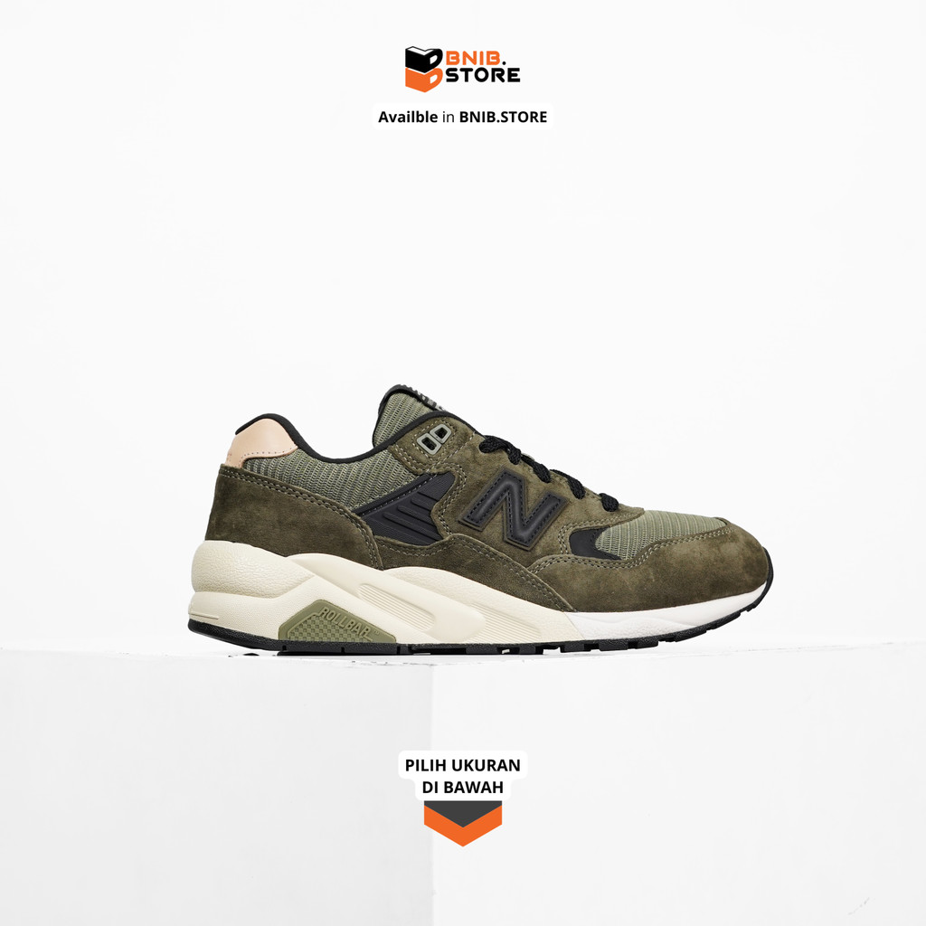 Sepatu Sneaker Pria NB 580 Olive Green Ivory Original