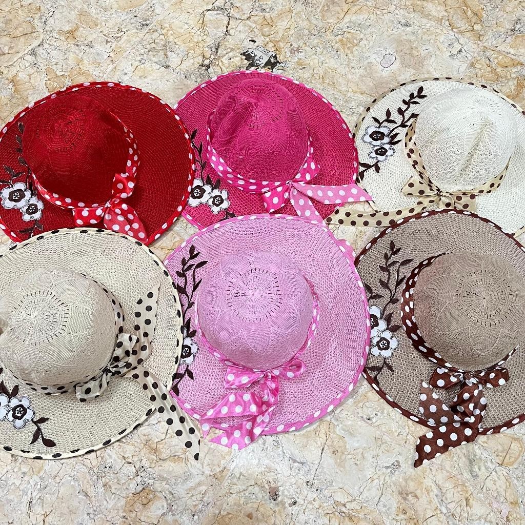 topi pantai topi pantai rajut topi murah topi polkadot besar pantai rajut dewasa