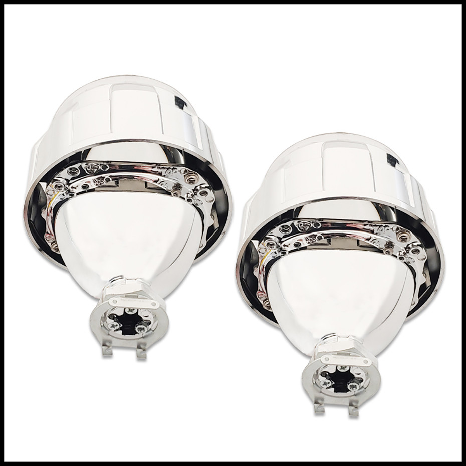 LED Angel Eyes Halos Bi xenon Lens Projector Headlight For Car Retrofit DIY W/ Daytime Running Light