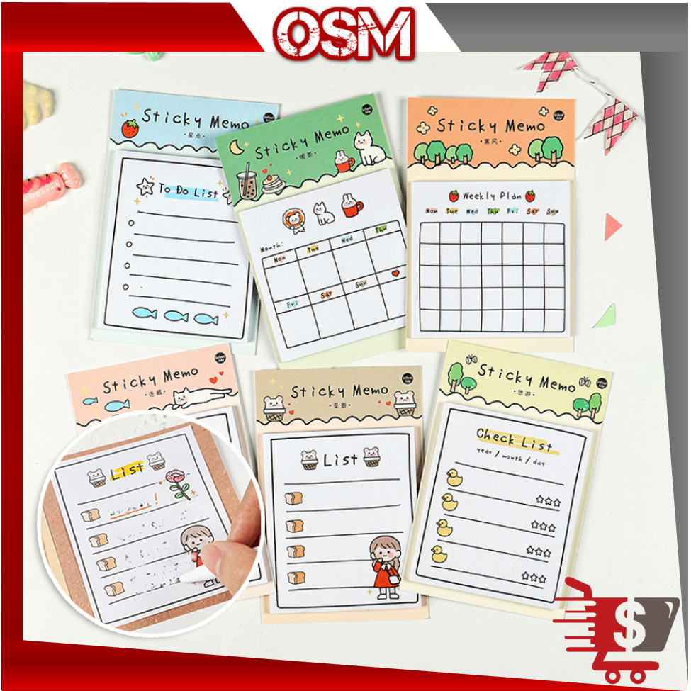 

ONLINE SHOPPING MALL - S6381 Sticky Notes Aesthetic / Memo Pad 30 Lembar Unik / Planner Notes To Do List