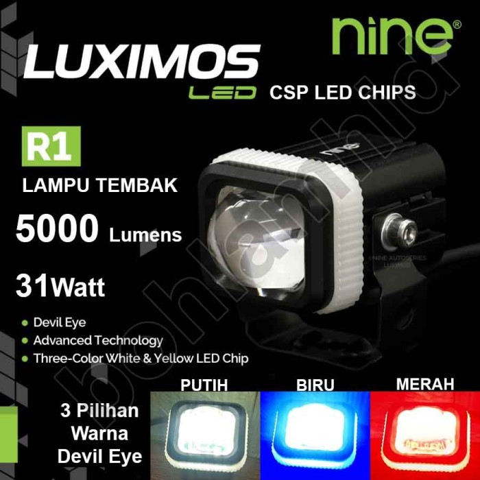 L-Lampu LED Tembak Motor Mobil LUXIMOS R1 Devil Projektor Laser