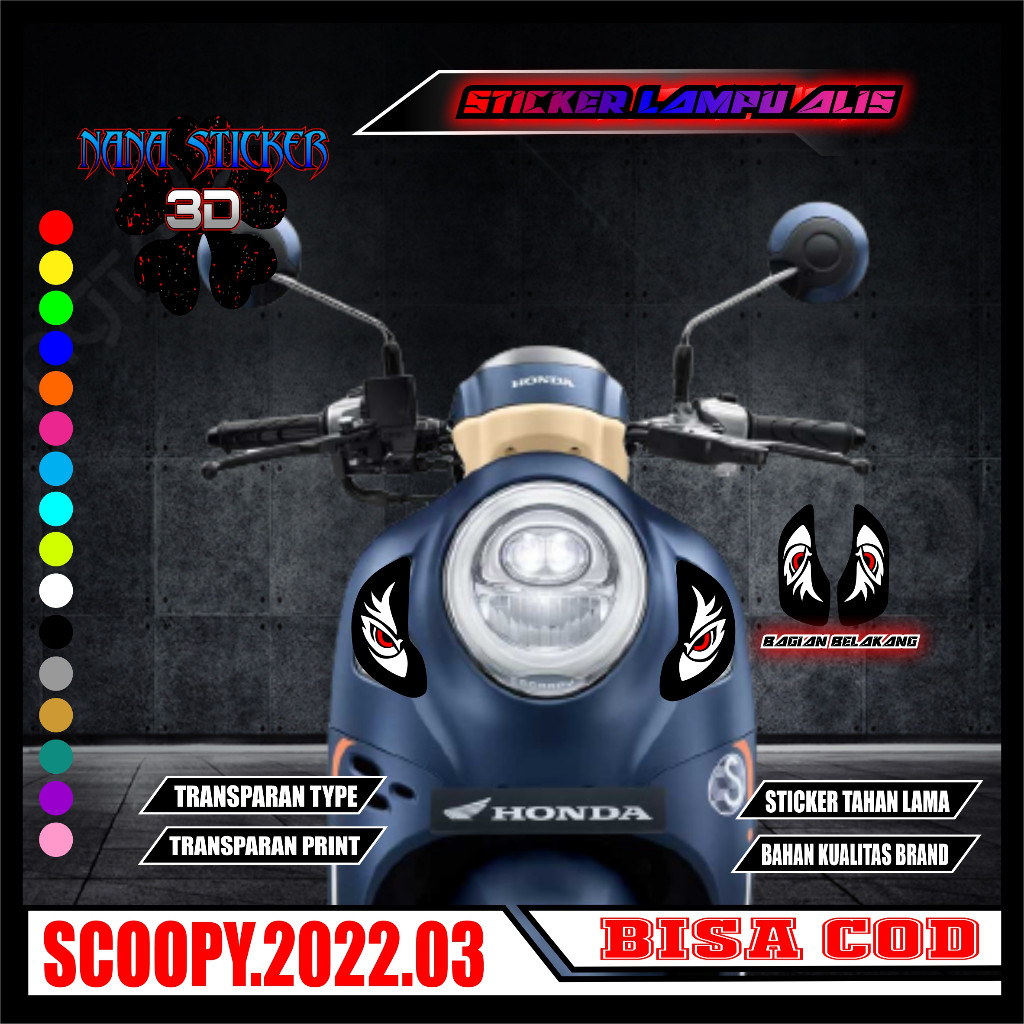 STIKER VARIASI LAMPU ALIS MOTOR HONDA SCOOPY NEW 2021 2013 Nana 03