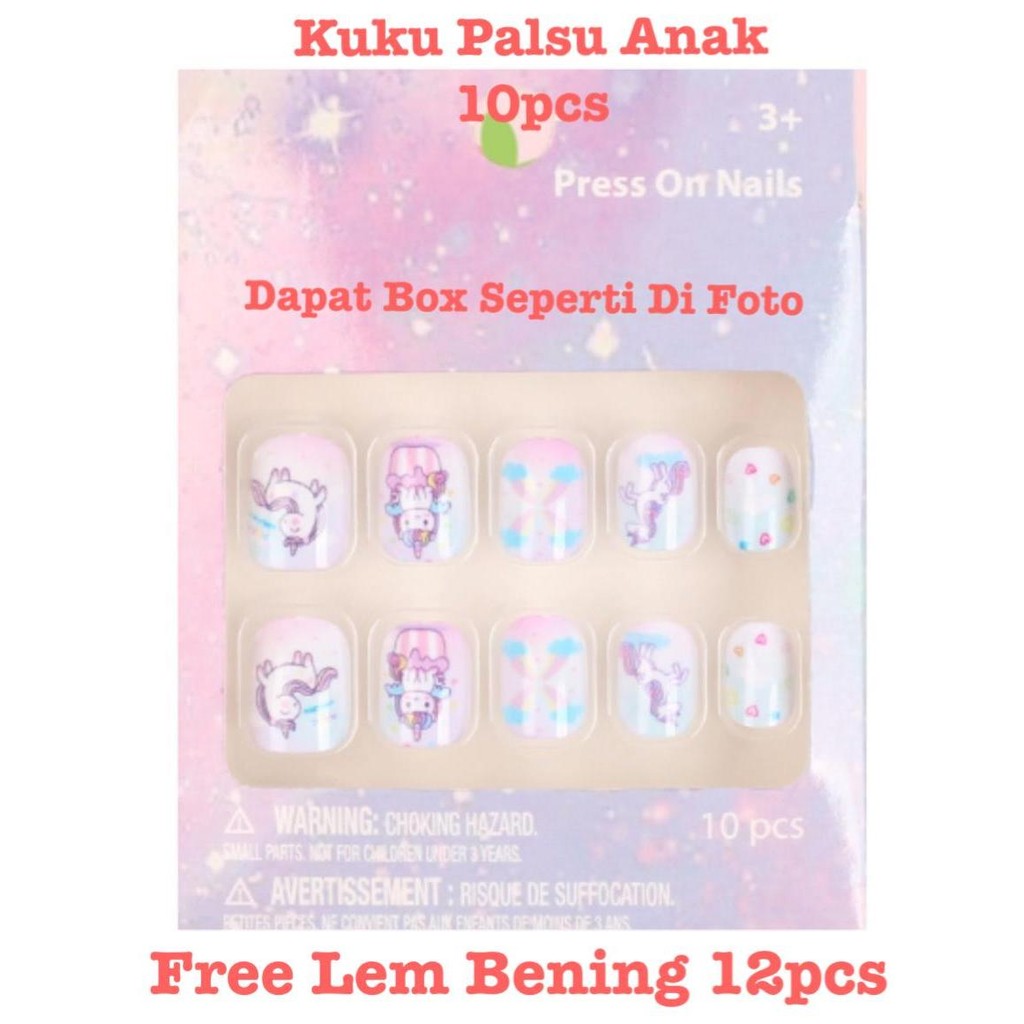 CQ151 - (1-100 MOTIF) 10pcs Kuku Palsu Anak FREE LEM & BOX / Kuku Palsu Nail Art Anak Motif Kartun L