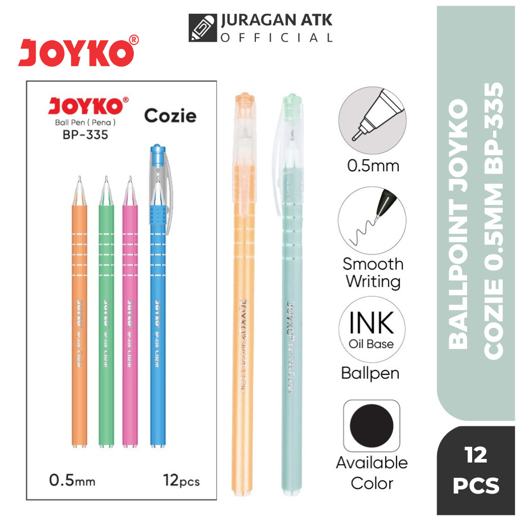 

( 12 Pcs ) Pulpen Joyko Cozie 0.5mm / Bolpoin Joyko 1 Pack BP-335
