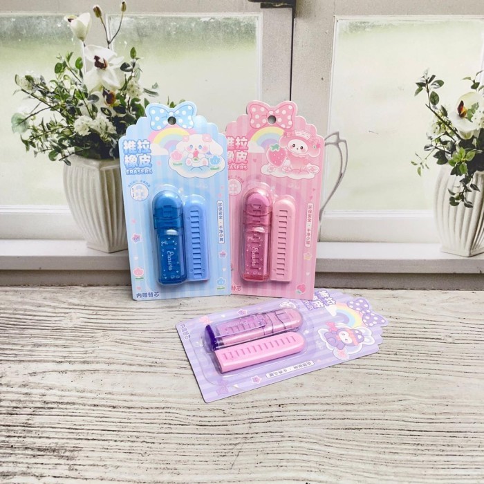 

Penghapus Kapsul Sanrio + FREE Refil 1 PCS Cute Lucu / Eraser Hapusan Model Kapsul SANRIO Ready 3 Warna Biru Pink Ungu Kualitas Terbaik Fancy