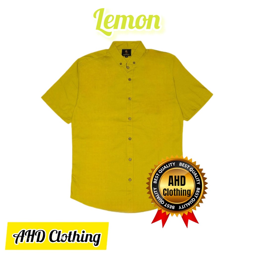Kemeja lengan pendek anak warna kuning lemon usia 1-13 tahun | kemeja anak laki | kemeja anak cowok 