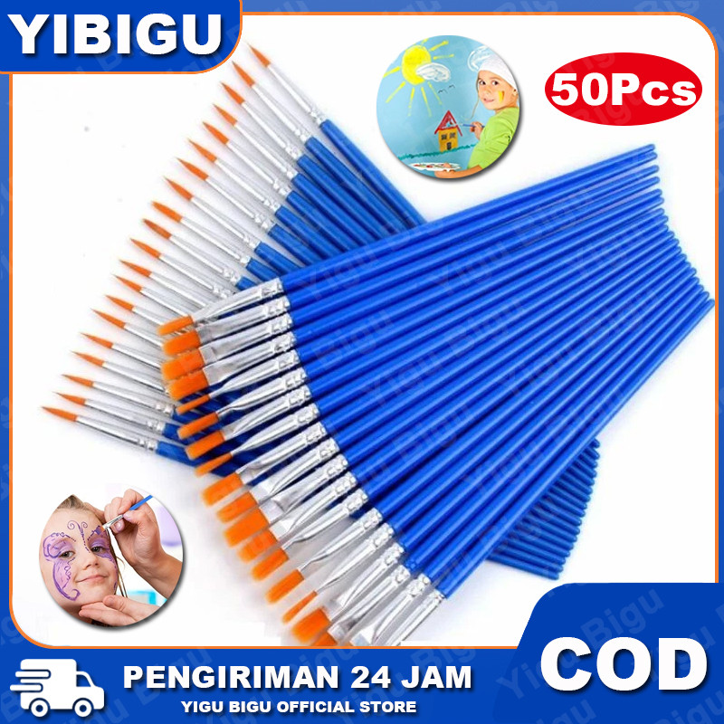 

COD 50pcs/set KUAS LUKIS CAT AIR NYLON PIPIH/ NYLON PAINT FLAT BRUSH