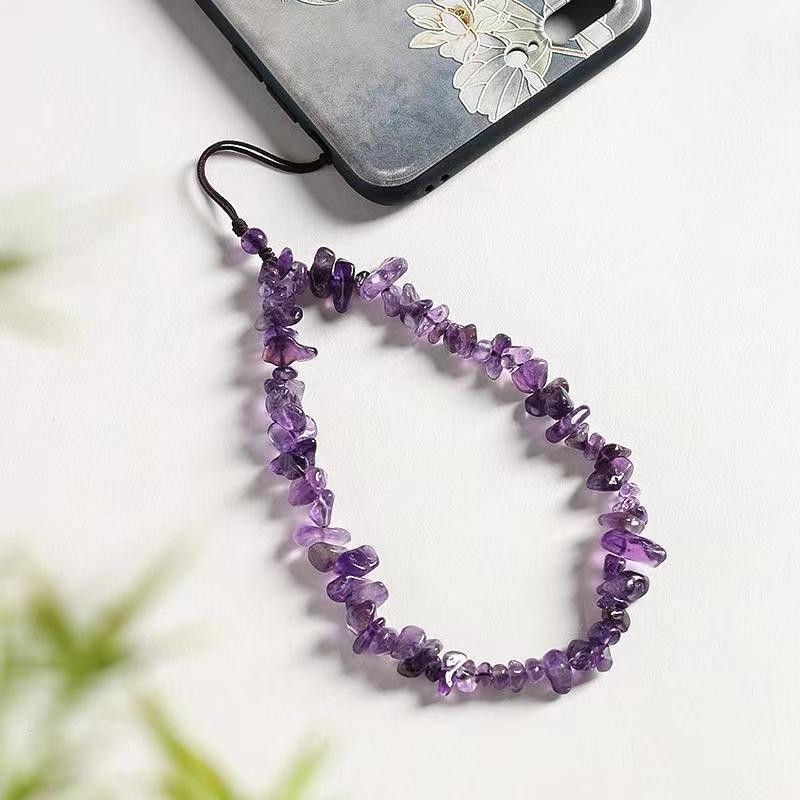 Gelang Gantungan Ponsel Kristal Amethyst | Tali Ponsel Android Iphone | STH-03