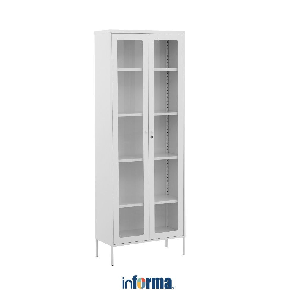 Informa Flins Lemari Arsip Kantor Metal 2 Pintu Kaca High File Cabinet Lemari Besi Kabinet Tempat Do