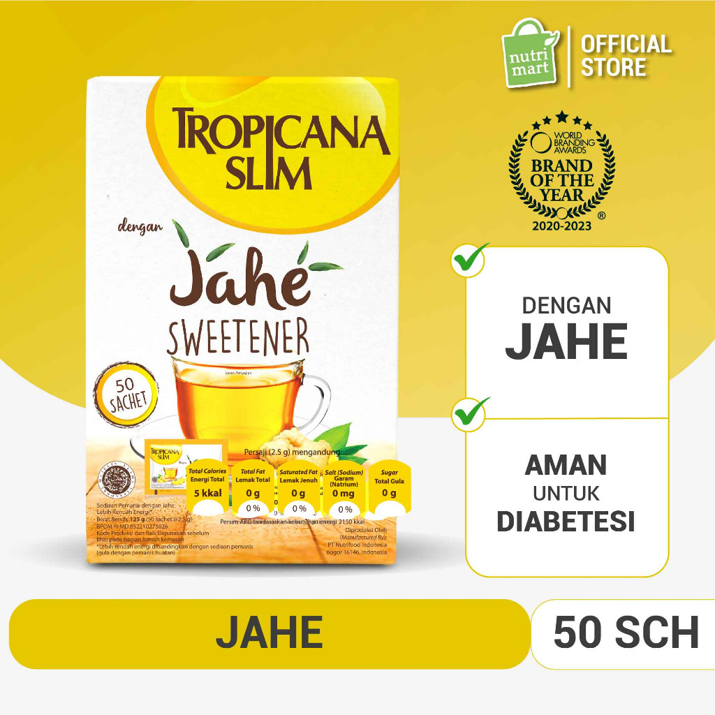 

Tropicana Slim Sweetener Jahe 50 sch - Pemanis untuk Bantu Batasi Gula
