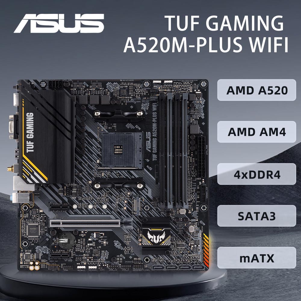 

ASUS TUF GAMING A520M-PLUS WIFI Motherboard Supports Ryzen 5 5600G 5600X Ryzen 7 5700X 5800X3D CPU AMD A520 4xDDR4 128GB HDMI