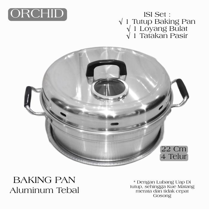 WS1 Baking Pan Set Almunium 22 Cm 4Telur Orchid Loyang Set Alat Panggangan Kue Bolu Panggang dikompo
