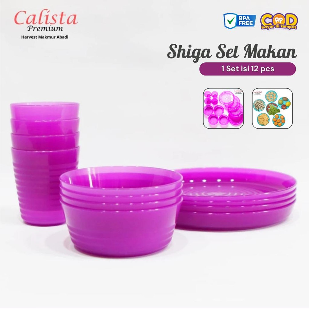 [CALISTA] Shiga Set 12 pcs Mangkok Piring Gelas Set