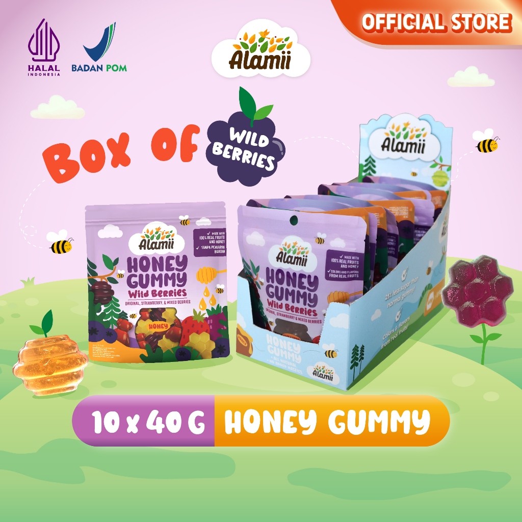 

New Alamii Honey Gummy - Box of 10 Wild Berries (10 x 40g)Premium