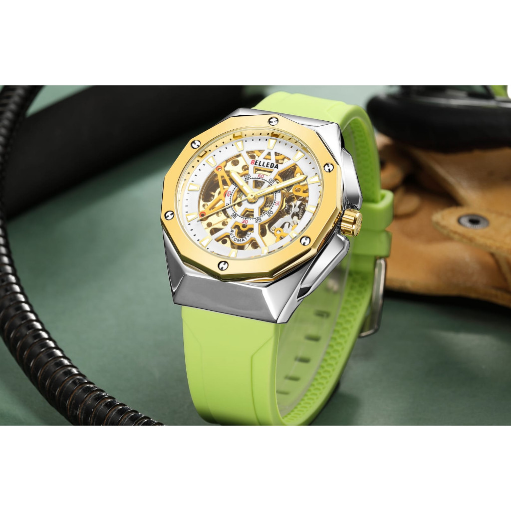 BELLEDA 9476 KARET JAM TANGAN PRIA ORIGINAL 100% RUBBER OTOMATIS ANTI AIR