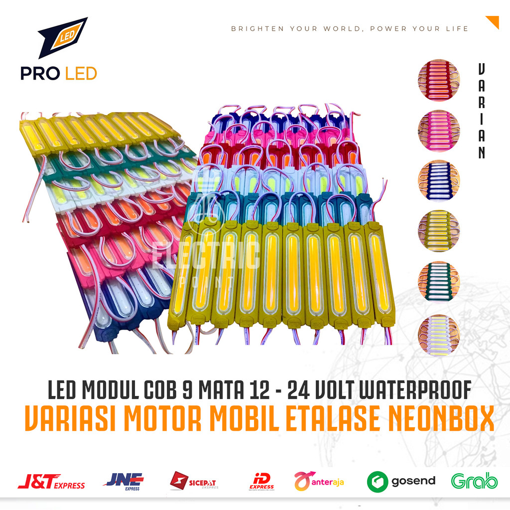 10 pcs Led modul 9 mata COB 12 - 24V lampu variasi otomotif motor mobil