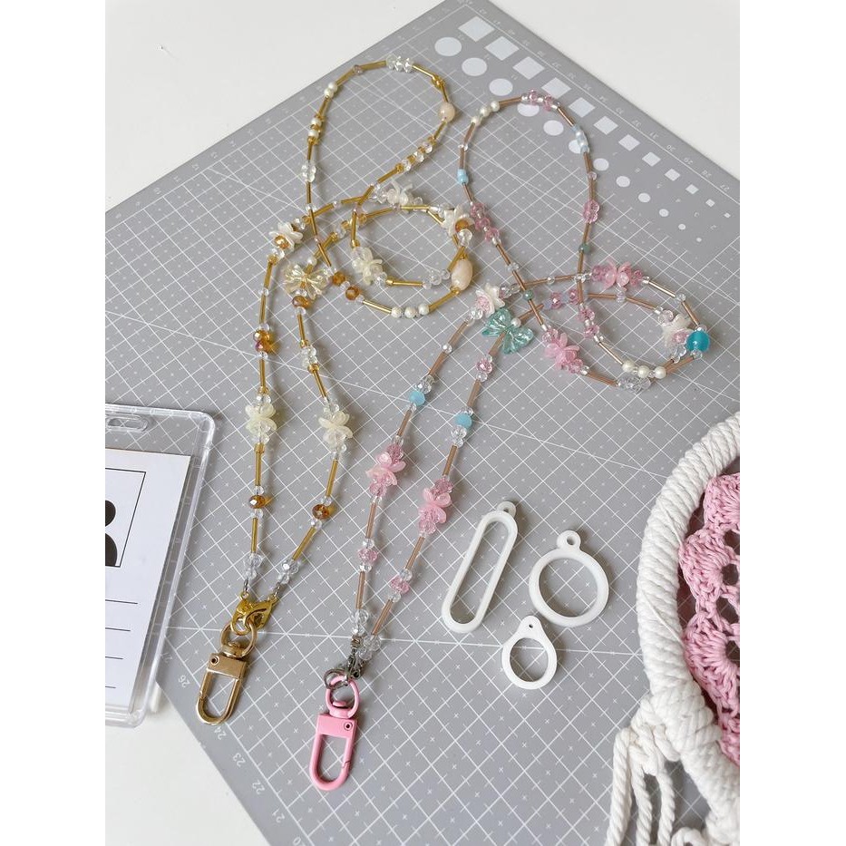 READY Lanyard Strap Kalung Name Tag ID Card Manik Beads Lanyard Pods Tali - I, +RingO~NoteSize