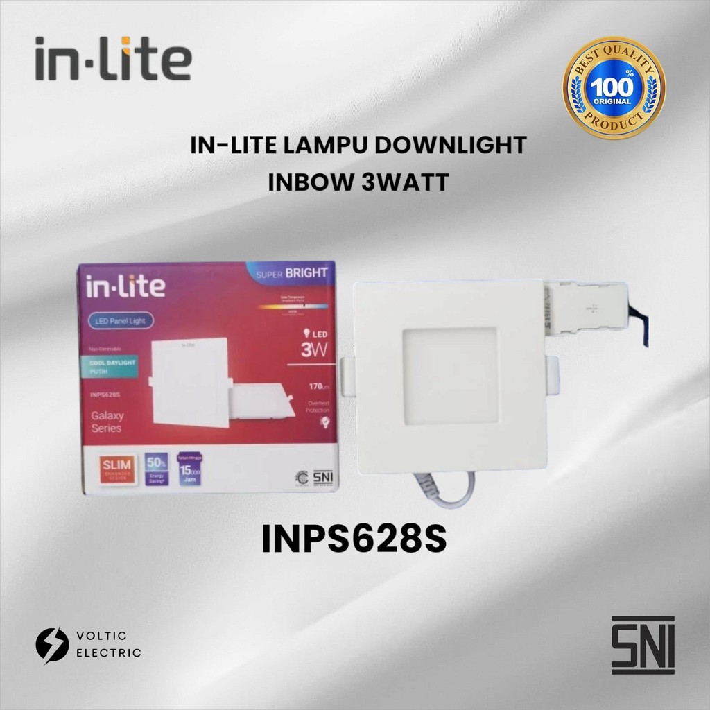 Lampu Downlight Panel Led Kotak Slim Inbow Inlite 3 Watt LED INLITE INPS628S 3W WATT