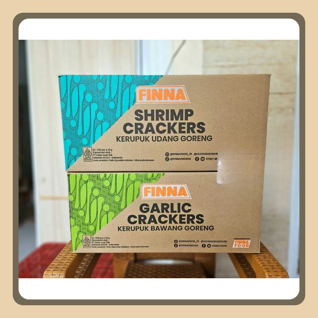 

exp desember 2025 Rasa udang / bawang Finna kerupuk 1dus isi 120 pcs udang siap makan