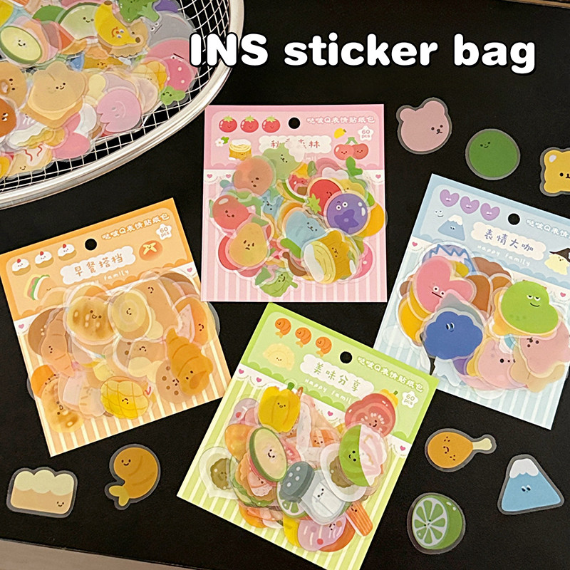 

60Pcs Adorable Anime Stickers Transparent PVC Waterproof Decals for Laptop Scrapbook Stationary DIY Décor
