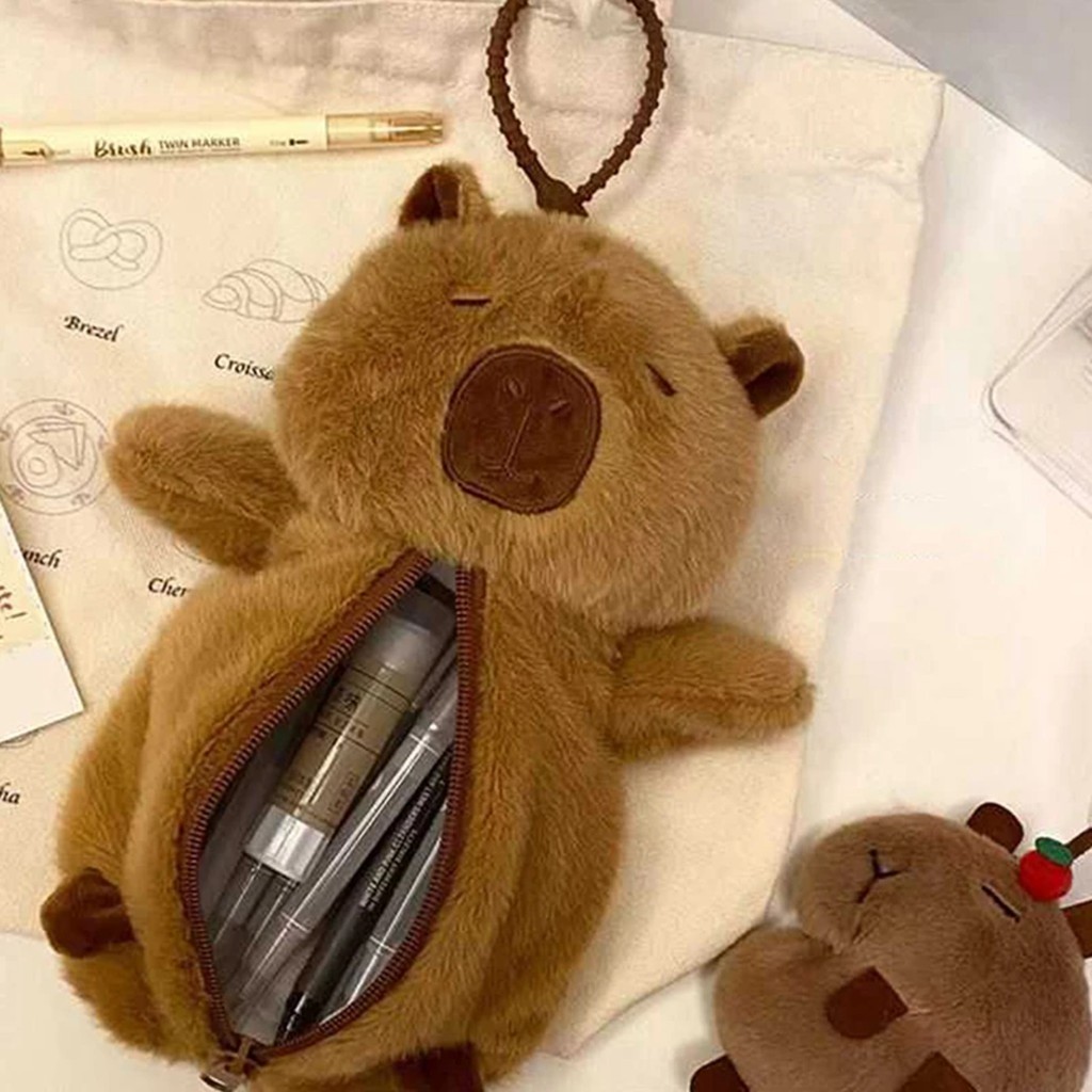

Creative Plush Capybara Pen Bag Large Capacity Pencil Case Multifunctional Stationery Storage Bag Pen Bag Gift
