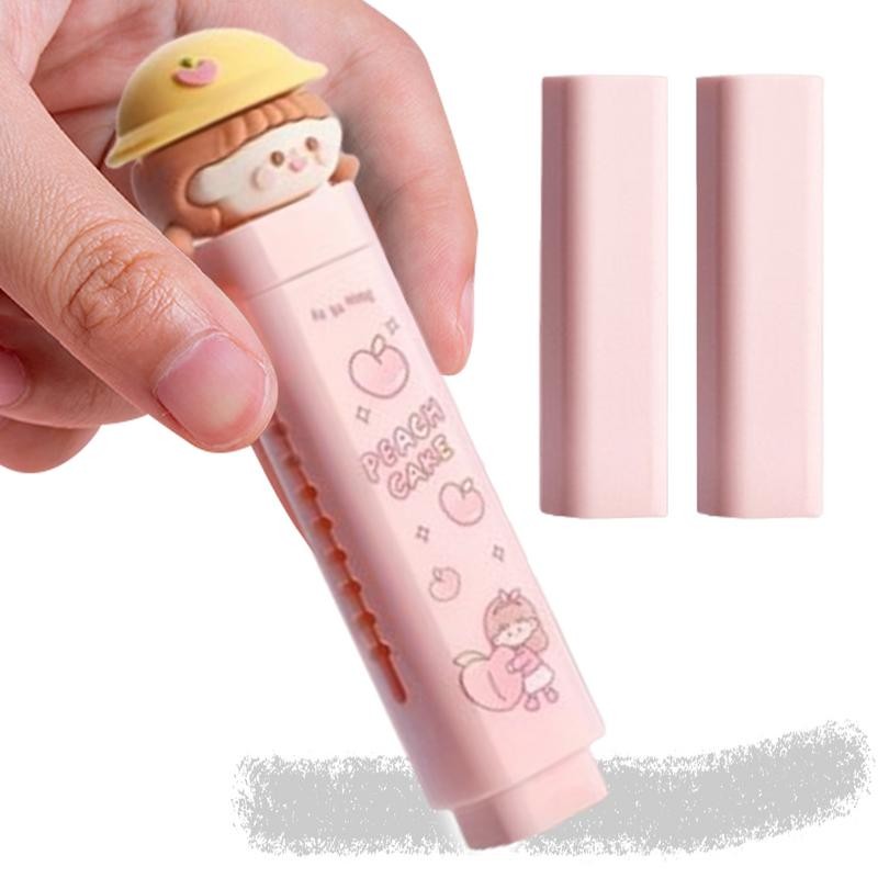 

Sliding Retractable Pencil Eraser Kawaii Slide Erasers Cartoon Cute Push-Pull Design Expandable Slide Pencil Erasers Back To