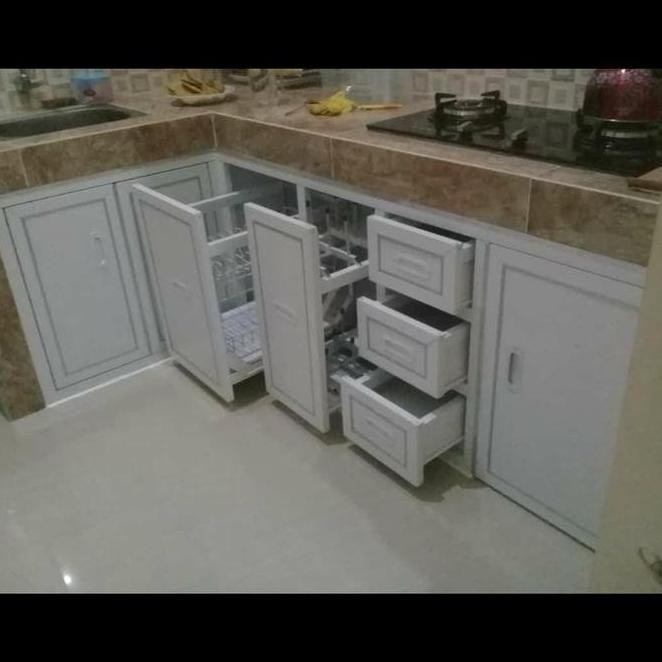 PERALATAN DAPUR KITCHEN SET BAWAH KOMPOR + LACI RAK PIRING PUTIH A5 sangat ready stok