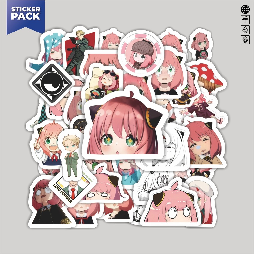 

[100PCS]Stiker Pack Stiker Anime Spy x Family Aesthetic Vinyl Anti Air Dekorasi Sticker Laptop Buku Journal Koper Helm Casing HP Gitar Helm Skateboard