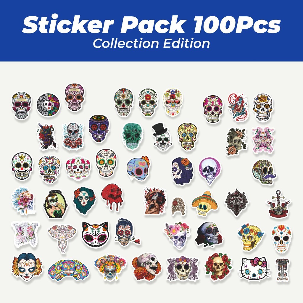 

Hot Stiker Tema Skull [Tengkorak] Lucu Anti Air Stikers Berperekat Waterproof Sticker Decal Buat Motor Helm Buku Journal Koper Casing HP Laptop Botol Minum