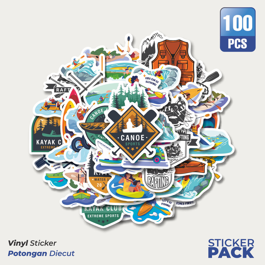 

Stiker Vinyl Stiker Tema Kayak Club & Aktivitas Air seperti Rafting, Canoe Waterproof Aesthetic- Untuk Laptop, Motor, dan Helm - Paper Stationery Pack