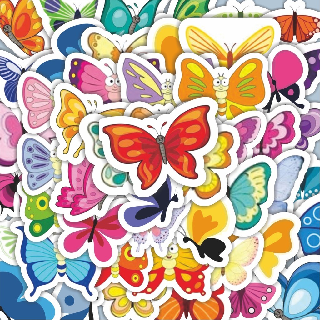 

100PCS Lucu Stiker Hewan Butterfly [Kupu Kupu] Stiker Aesthetic Stiker Anti Air Stikers Berperekat Waterproof sticker decal buat Motor Helm Buku Journal Koper Casing HP Laptop Botol Minum Hadiah anak
