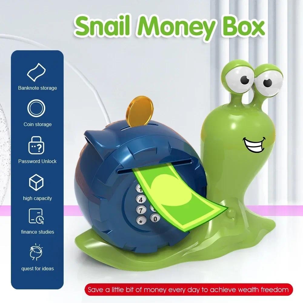 

Snail Money Box Electronic Password Cartoon Safe Box Money ATM Coin Cash Savings Tank Children's Toys Deposit Girls Boys Gifts