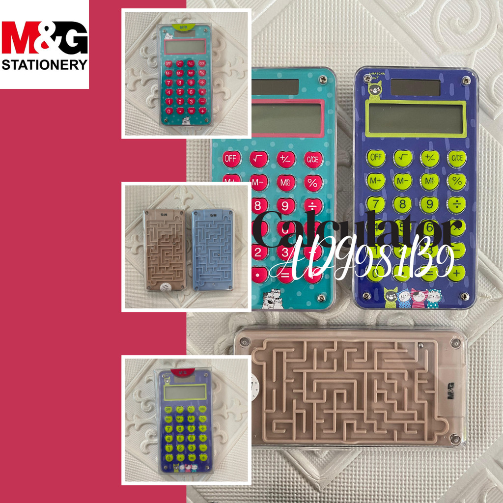 

M&G ADG981B9 Portable Cute Calculator Cats Theme 8/10 Digits with Sign LCD Display
