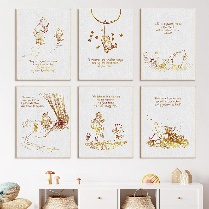 

Cute Cartoon Gold Animals Make Friends Famous Quotes Poster Canvas Printing Wall Art Picture Preschool Home Room Aesthetic Decor