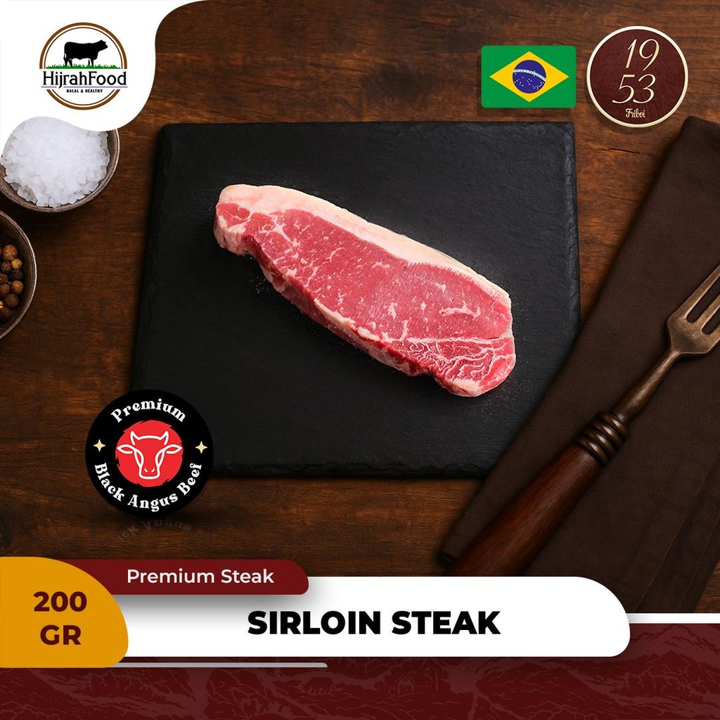 

Hijrahfood Beef Sirloin Steak Black Angus 1953 | 120 Days Premium Grain-Fed
