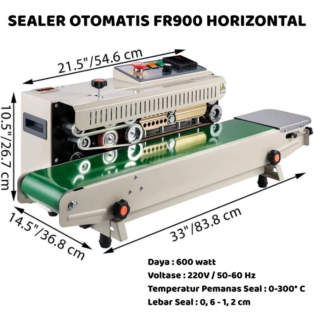 Mesin Sealer Otomatis Continuous Band Sealer Tipe 900 Horizontal Band Sealer Mesin Segel Plastik FR9