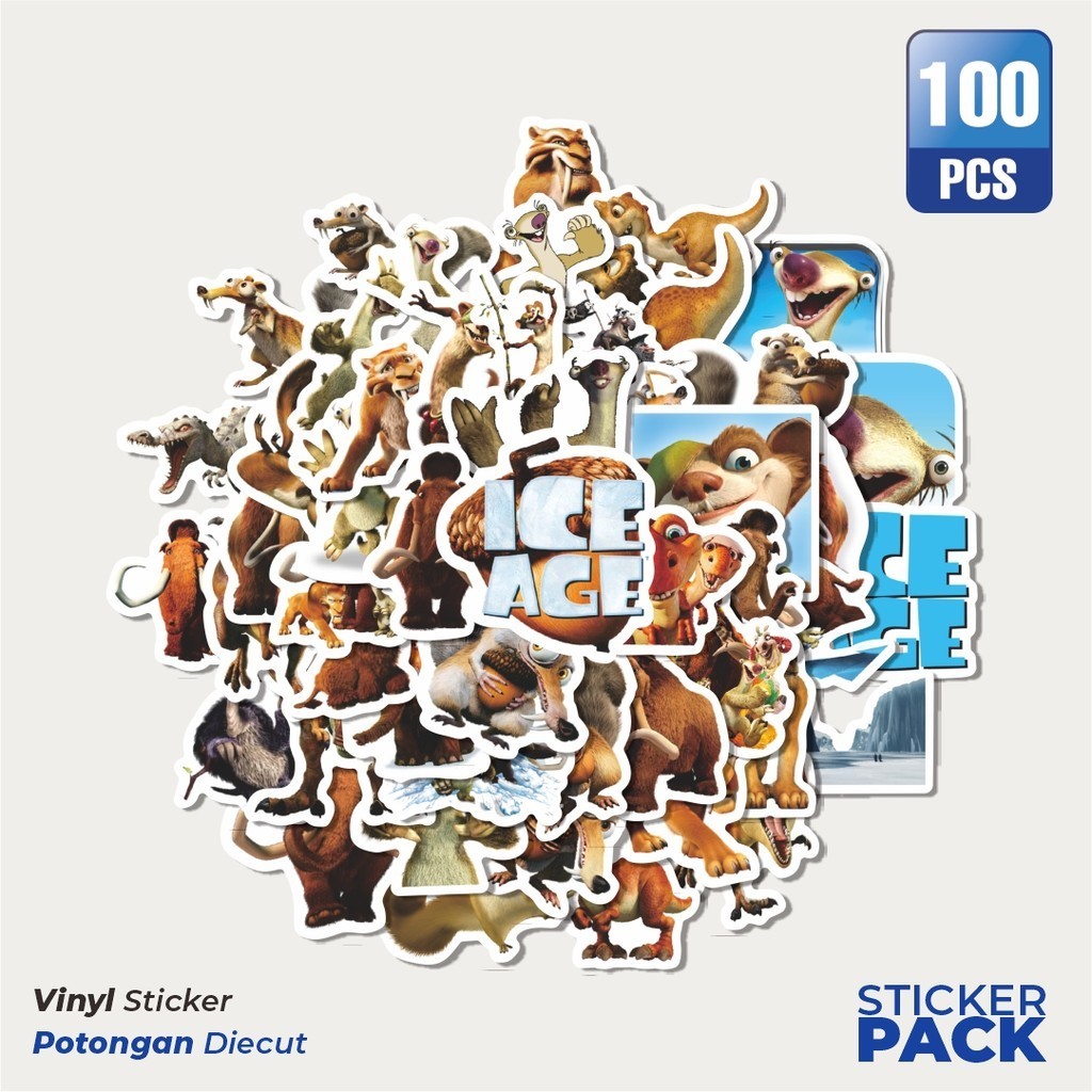 

Stiker Vinyl Stickr Kartun Ice Age Sticker Waterproof Aesthetic- Untuk Laptop, Motor, dan Helm - Paper Stationery Pack