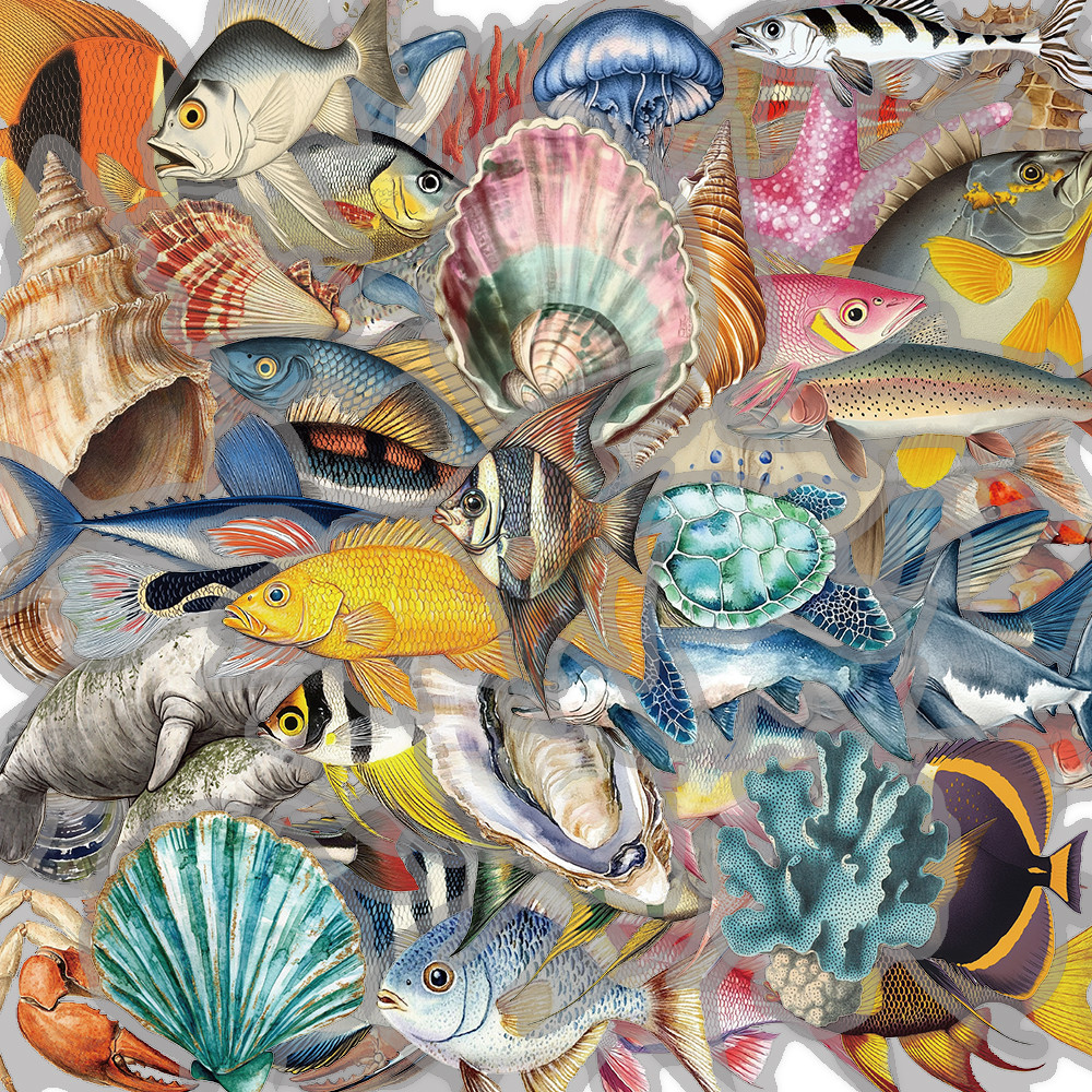 

50PCS Marine Organism Stickers Harajuku Creative Skateboard Paper Phone Luggage Waterproof Computer Gifts Paper Chambre