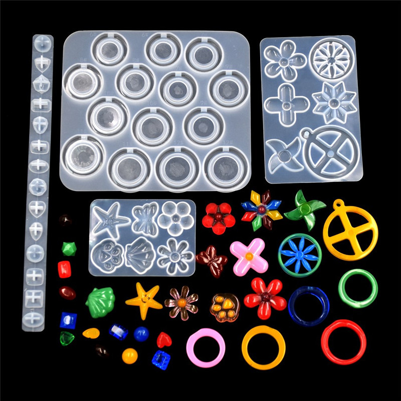 

SNASAN Originality Silicone Mold Rotatable Flower Snowflake Pendant Epoxy Resin Casting Mould Jewelry Making Cute Ring DIY