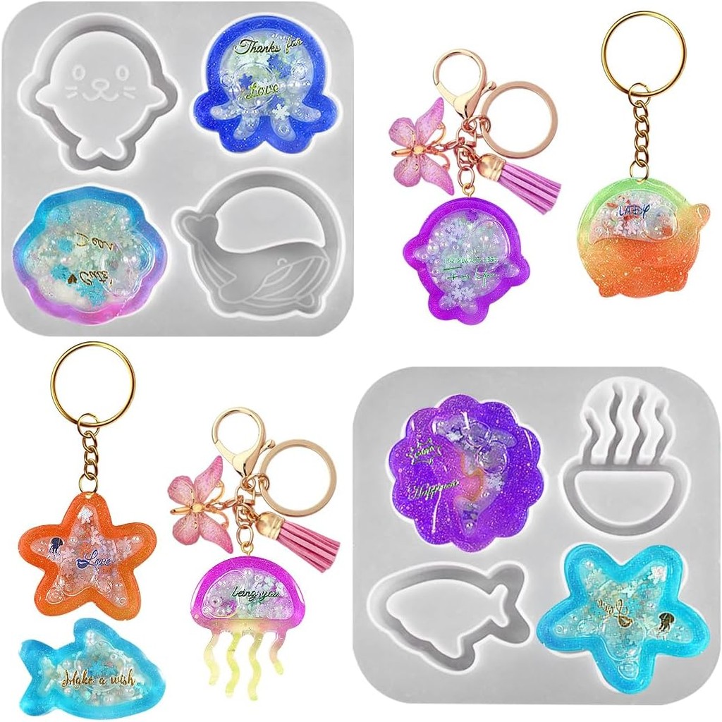 

Shaker Resin Molds Animal Silicone Quicksand Mold Epoxy Casting Key Chain Pendant Mould for DIY Jewelry Making Charm Resin Craft