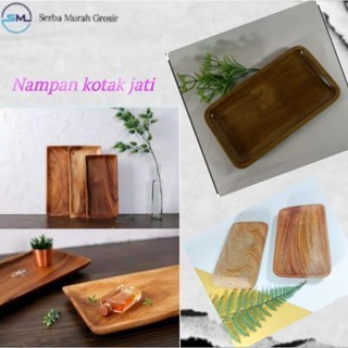 piring panjang kayu jati/nampan tray piring/piring sushi/nampan kotak jati