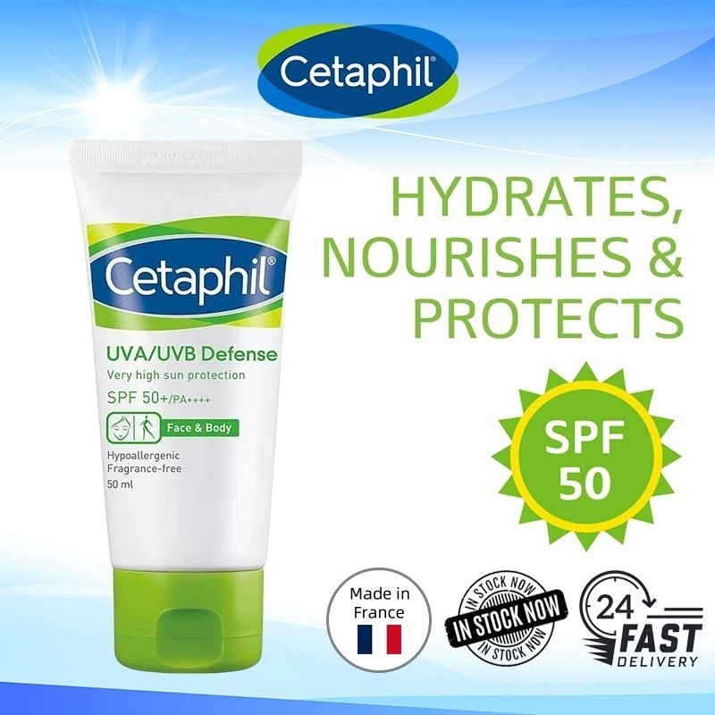 Cetaphil UVA/UVB Defense sunscreen SPF50+ PA++++ 50ml / Sunblock untuk Perawatan Wajah-All Skin