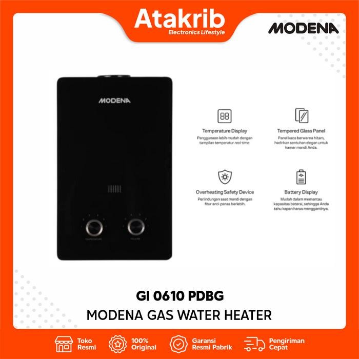 MODENA GAS WATER HEATER GI 0610 PDBG Kapasitas 6 Liter