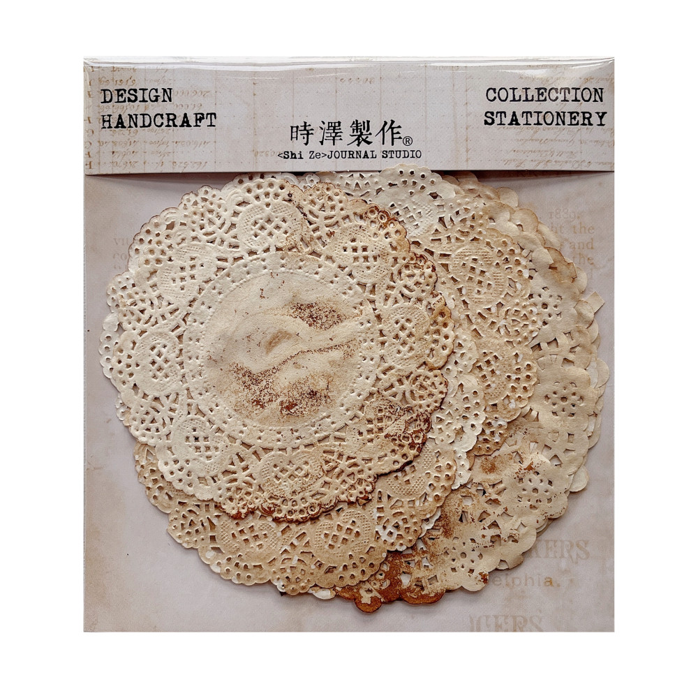 

10Pcs Handmade Coffee Dyed Lace Material Paper Doilies Junk Journal Decoration DIY Scrapbooking Craft Paper