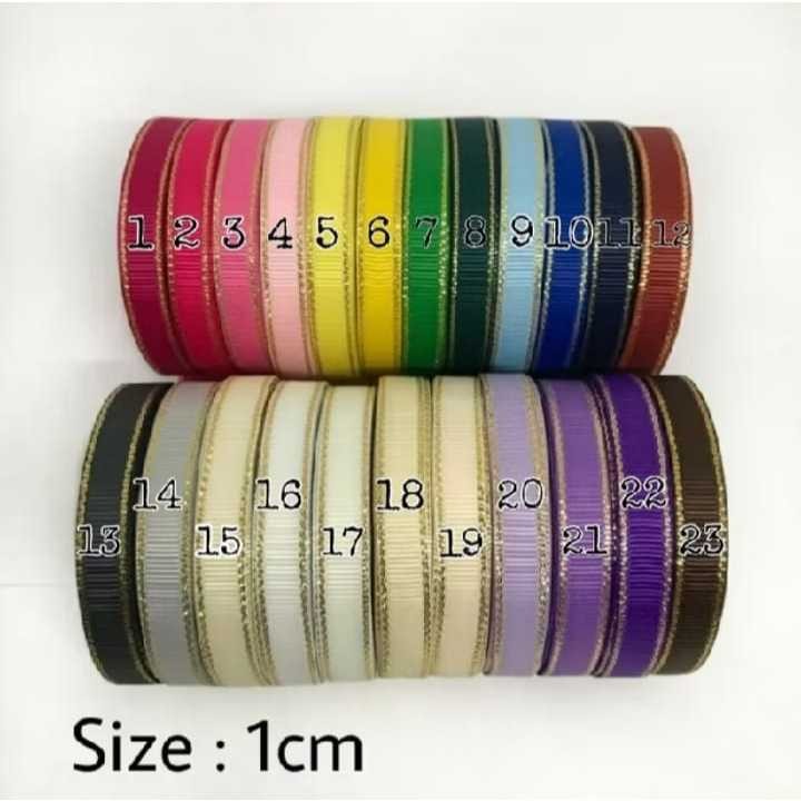 

1 Yard - 9 mm | Pita Grosgrain List Emas | Gold Metalic Edge Ribbon | Pita Glitter