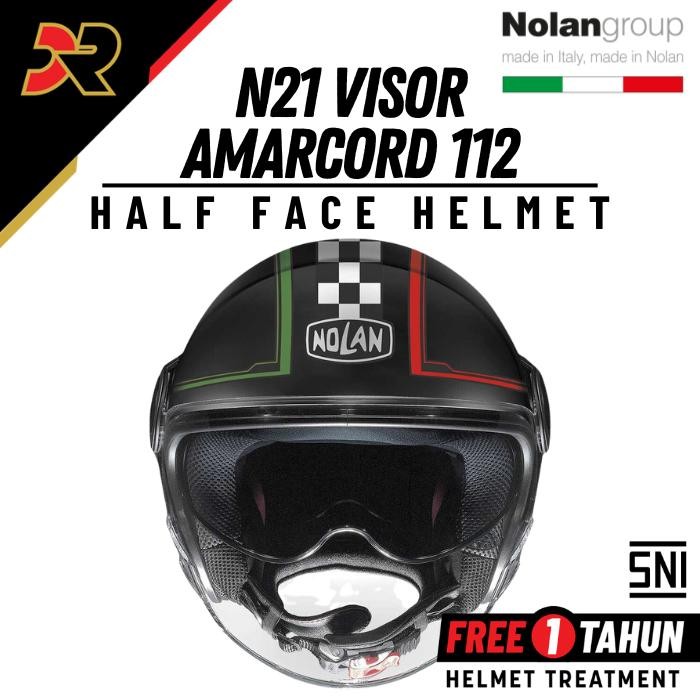 NOLAN N21 VISOR HELM MOTOR HALF FACE SNI DOUBLE VISOR DV - AMARCORD 112