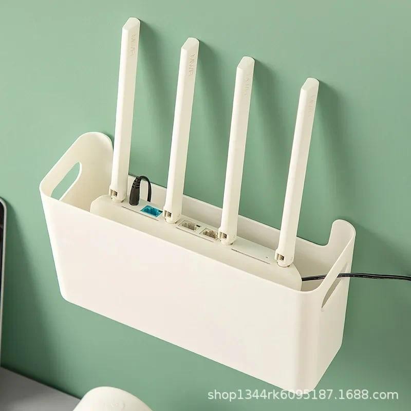 

Wireless Router Storage Box Wall-Mounted No-Drilling Plastic Stand for Cable Modem Set-Top Box Home Organization Rack